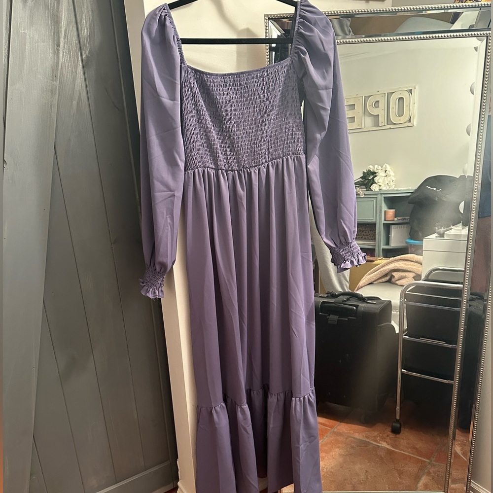 Purple off the shoulder midi dress - Large